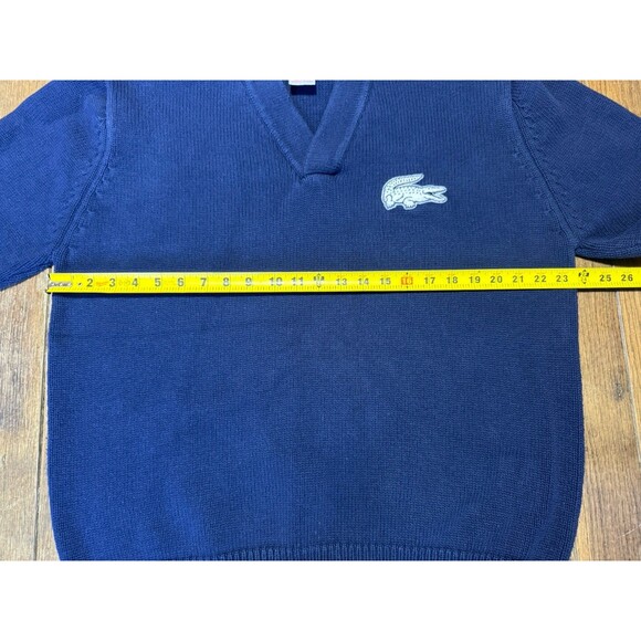 VTG Lacoste LIVE Men’s 7 Navy Blue Knit Sweater Vneck Preppy Crocodile - Picture 7 of 7